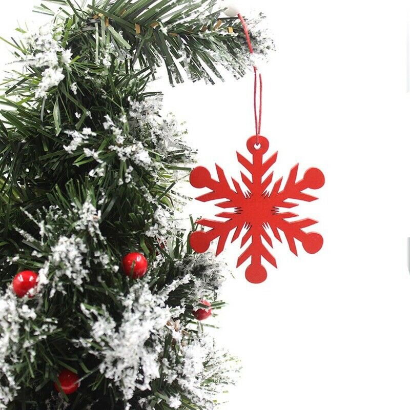 Set 6 Phụ Kiện Treo Trang Trí Cây Thông Noel Hình Bông Tuyết Bằng Gỗ