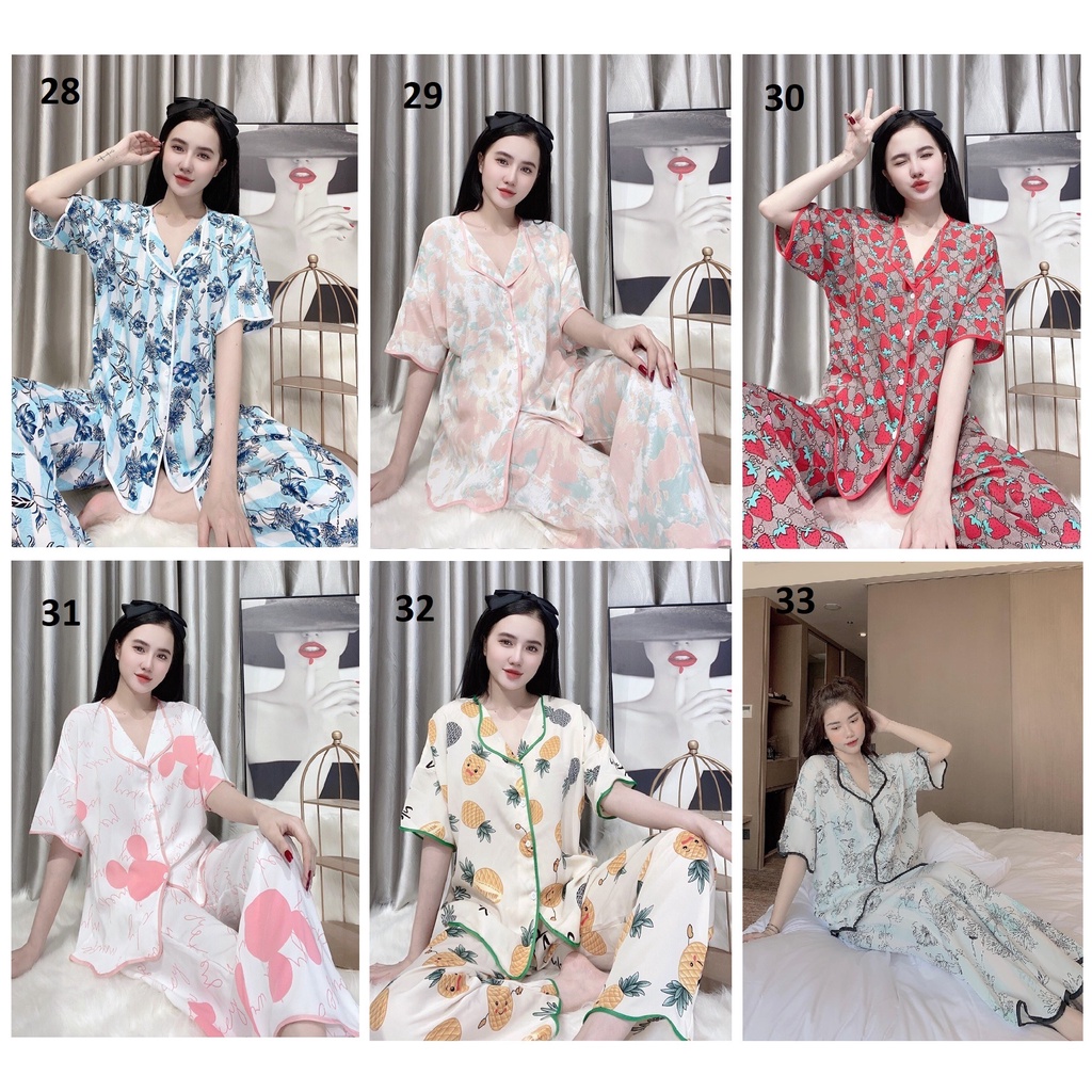 Đồ Bộ Lụa Mango - Sóng Cộc Dài Cánh Dơi