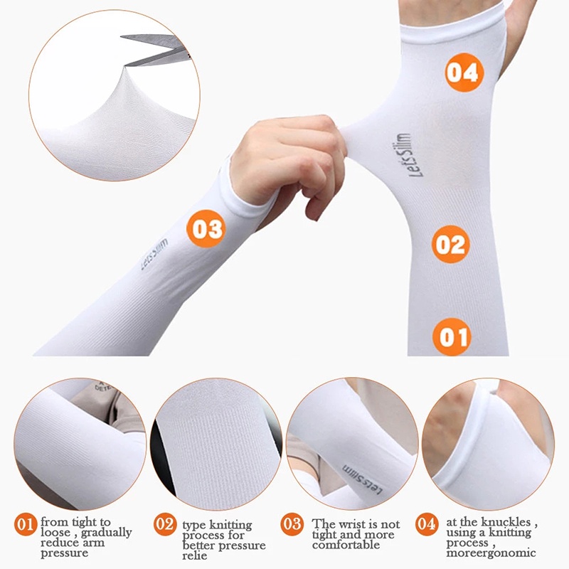 Đôi Găng Tay Chống Nắng 50 + UV Bảo Vệ Cánh Tay Bằng Lụa Lạnh Mỏng Dành Cho Nam Nữ Đi Bộ Đường Dài Mùa