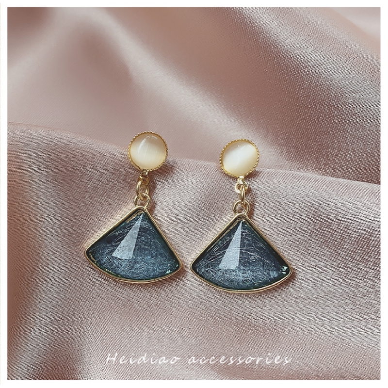 MOCHASHUVintage Xanh Dương Vỏ Sò Bông Tai Opal Cao Cấp Bông Tai Đinh 2023 Nữ Mới Phụ Kiện Thời Trang