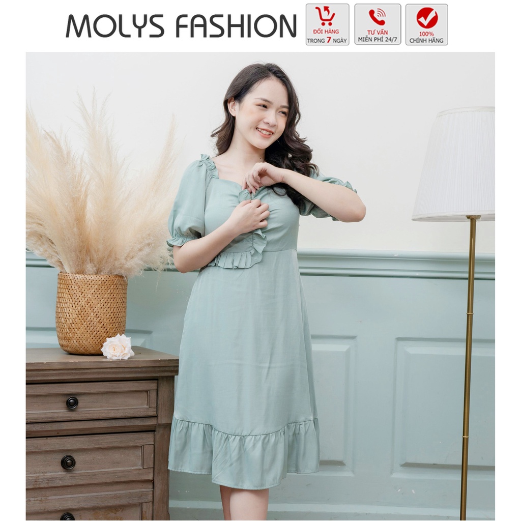 Đầm bầu kết hợp cho con bú sau sinh MOLYS M2271 dáng suông đuôi cá bất hủ mặc 3IN1,nhiều họa tiết