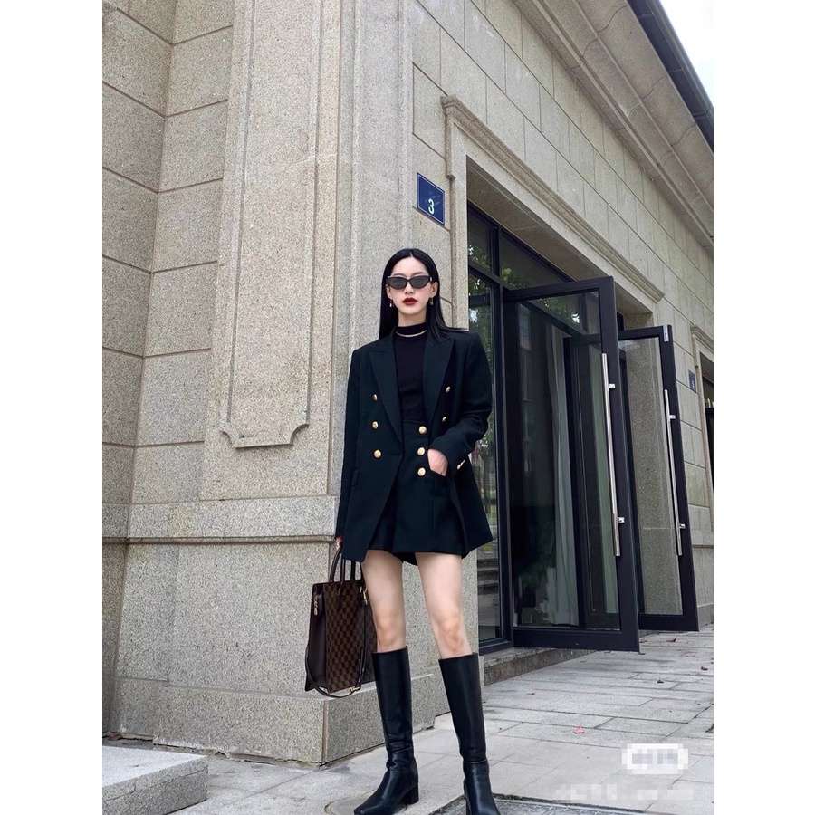 Áo Blazer Suông Cúc Đồng Pha Tay, Vest Nữ Công Sở Cực Đẹp Blz2002.27