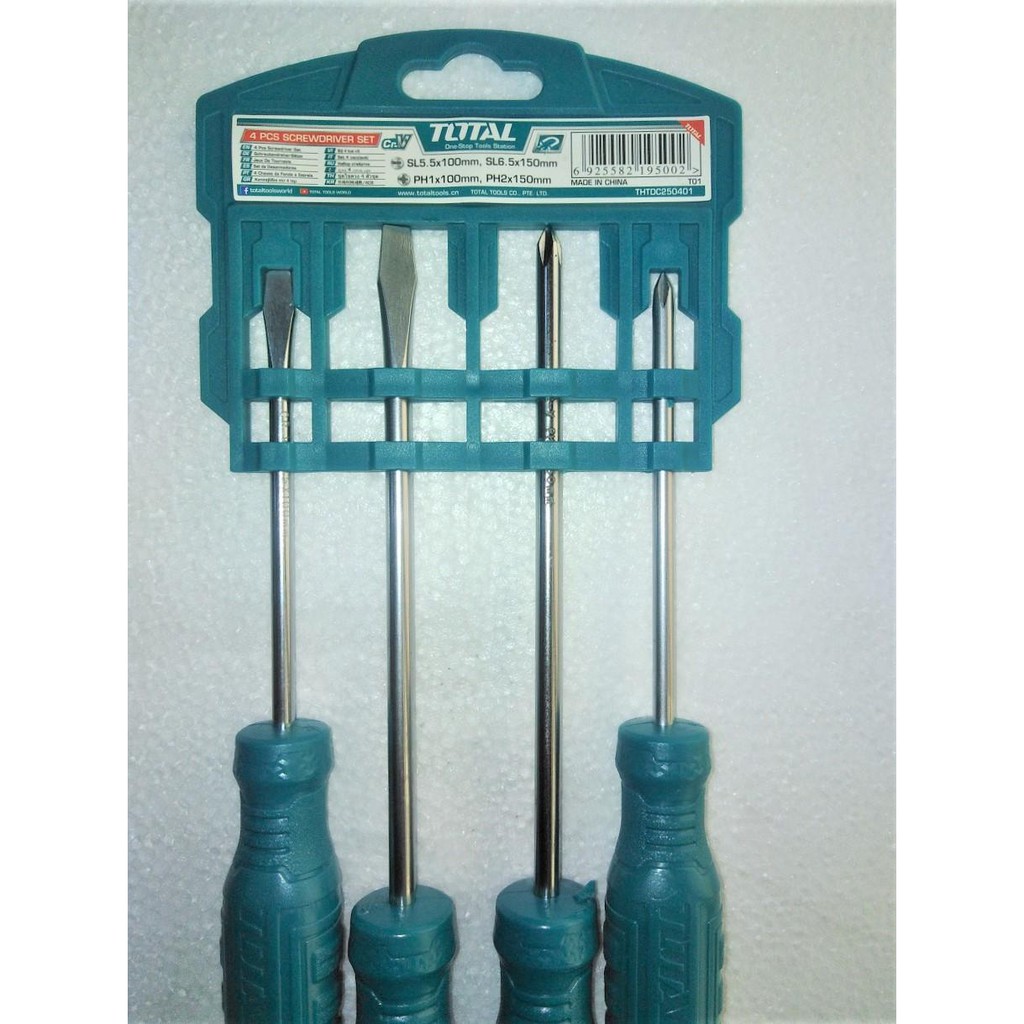 Bộ tuốc nơ vít dẹp và bake 4 chi tiết Total THTDC250401