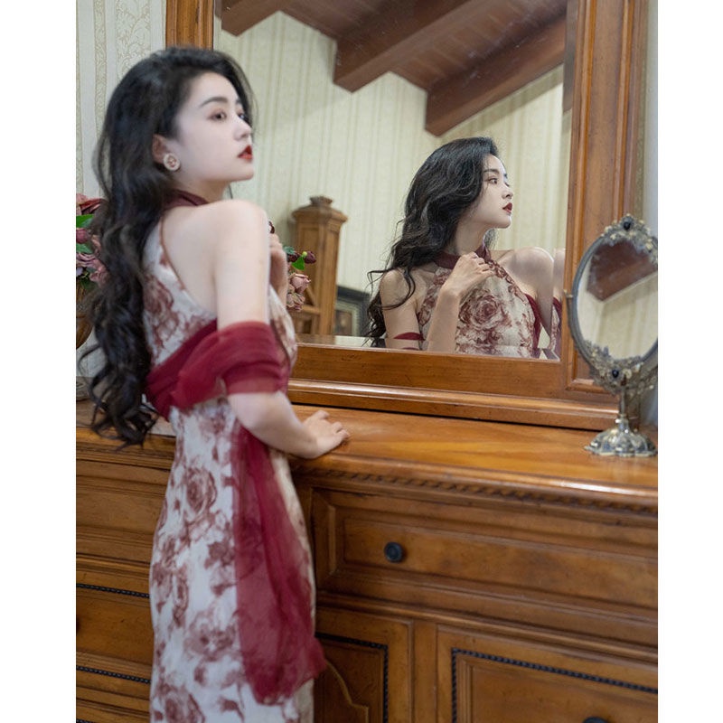 Đầm Sườn Xám Cách Tân Dáng Dài Xẻ Tà Quyến Rũ Thời Trang Cho Nữ