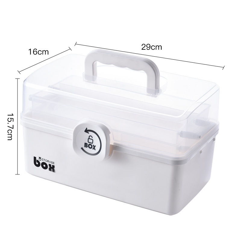 MVP040 Hộp đựng thuốc gia đình 3 tầng phân loại các loại thuốc, có tay cầm và khoá hộp chắc chắn, chất liệu pp siêu bền