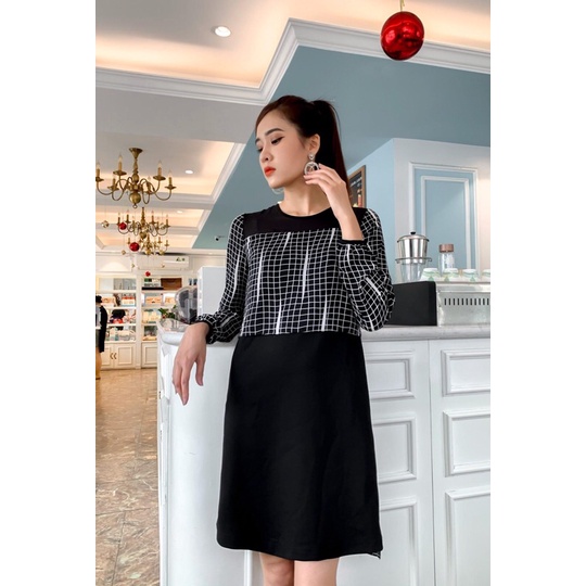 Váy thu đông dáng xuông tay voan dài thiết kế ZEN hkm 77