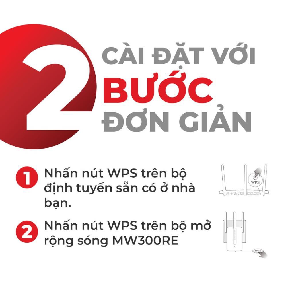 Bộ kích sóng wifi Mercusys chuẩn N 300Mbps MW300RE-Bộ mở rộng sóng range extenderMercusys