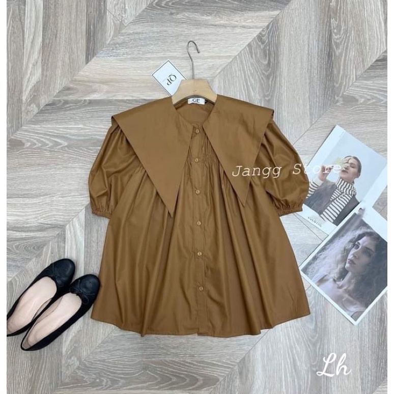 Áo sơ mi thô cổ lá hot