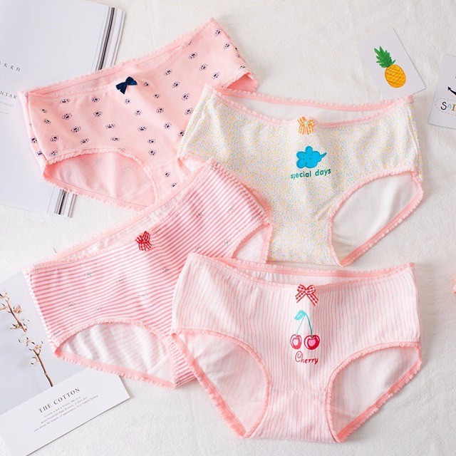 ♥️ QUẦN LÓT NỮ♥️ Combo 5 Quần Lót Cotton Thoáng Mát In Hoạ Tiết Siêu Kute