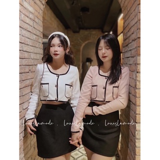 ( ẢNH CHÍNH  CHỦ )Set Áo Dạ Croptop Kèm Chân Váy