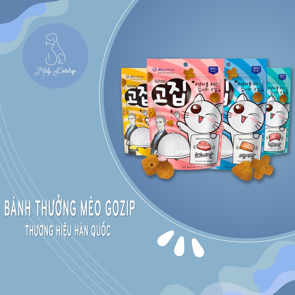 Bánh Thưởng Dinh Dưỡng Cho Mèo Hàn Quốc Gozip 60g (4 Vị)