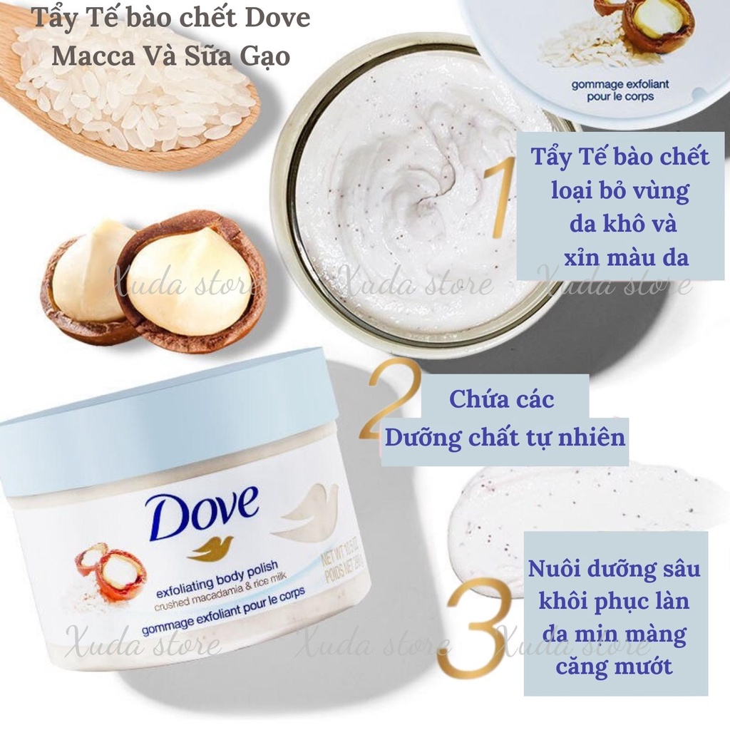 Tẩy Da Chết Xudastore Tẩy Da Chết Dove Exfoliating Body Scrub Creme-Dusch-Peeling 225ml bản Đức