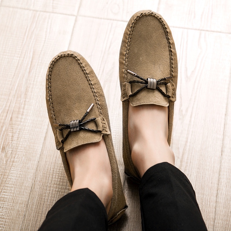 Giày lười da lộn thoáng khí phong cách Hàn Quốc cho nam