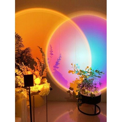 Đèn Led Trang Trí Nội Thất Độc Đáo Tiktok/BlackPink/Lisa/Rose/Jenny/Tiktok Sunset Projection Floor Light Rainbow Modern Led Floor Light Living Room Stand Light Bedroom Projector Floor Lamp