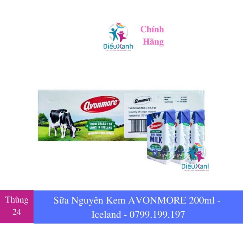 Thùng 24 Hộp Sữa Nguyên Kem Avonmore 200ml - Nhập khẩu Iceland