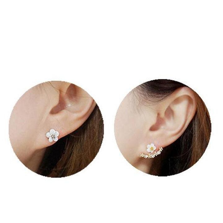 Khuyên tai HOA XEN KẼ CHUỖI VÀNH bông tai đính đá sang trọng đơn giản thanh lịch thời trang nữ