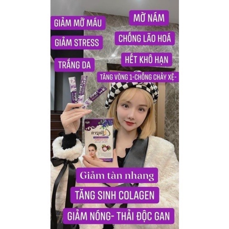 Cốm uống đẹp da tăng size vòng 1, collagen măng cụt đậu biếc Zenpali hộp 30 gói