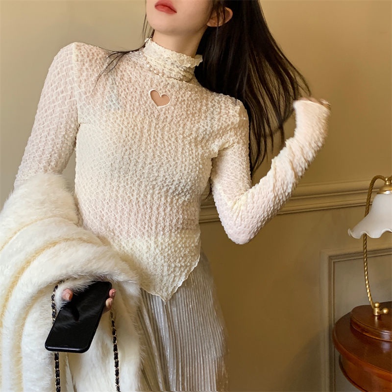 Áo Nữ Tay Dài Phối Ren Thời Trang Phong Cách Hàn Quốc