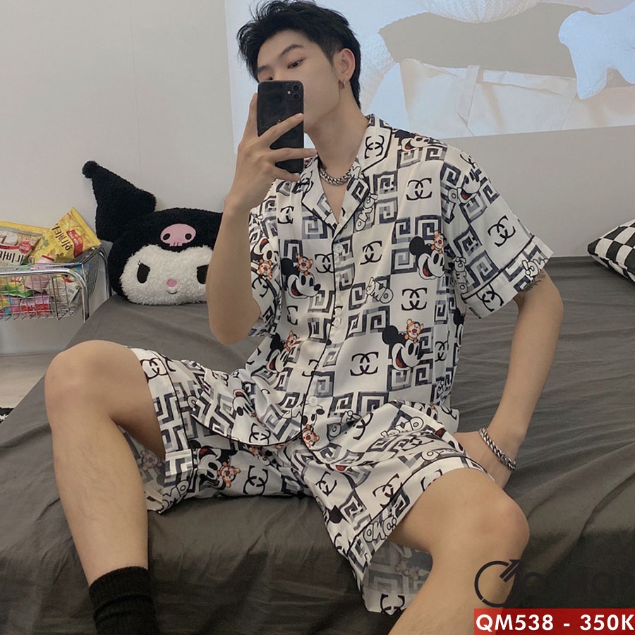 Bộ đồ pijama nam tay ngắn, lụa satin QHOP QM538 - QM539 - QM540