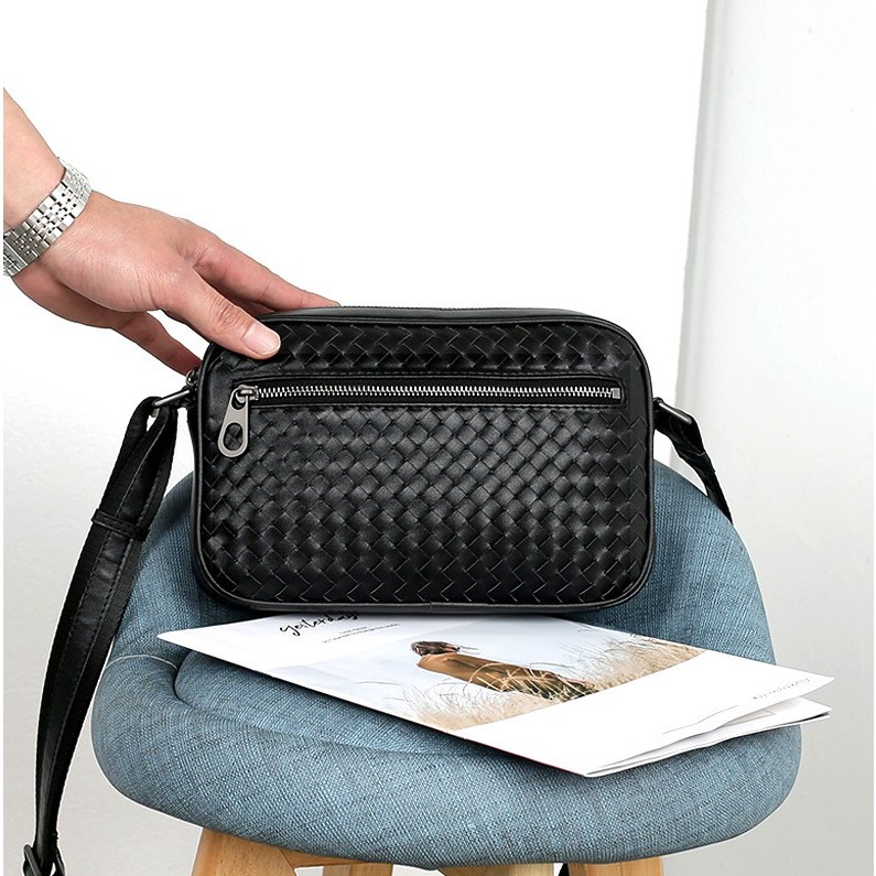 TBAG-TÚI ĐEO CHÉO NAM NỮ DA CAO CẤP Messenger bags knitting THỜI TRANG DÂY ĐEO RỜI