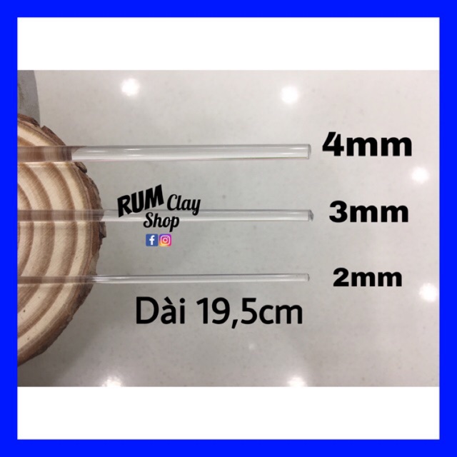 Combo 10 cây Que Nhựa Trong Suốt Chống tượng 19,5cm