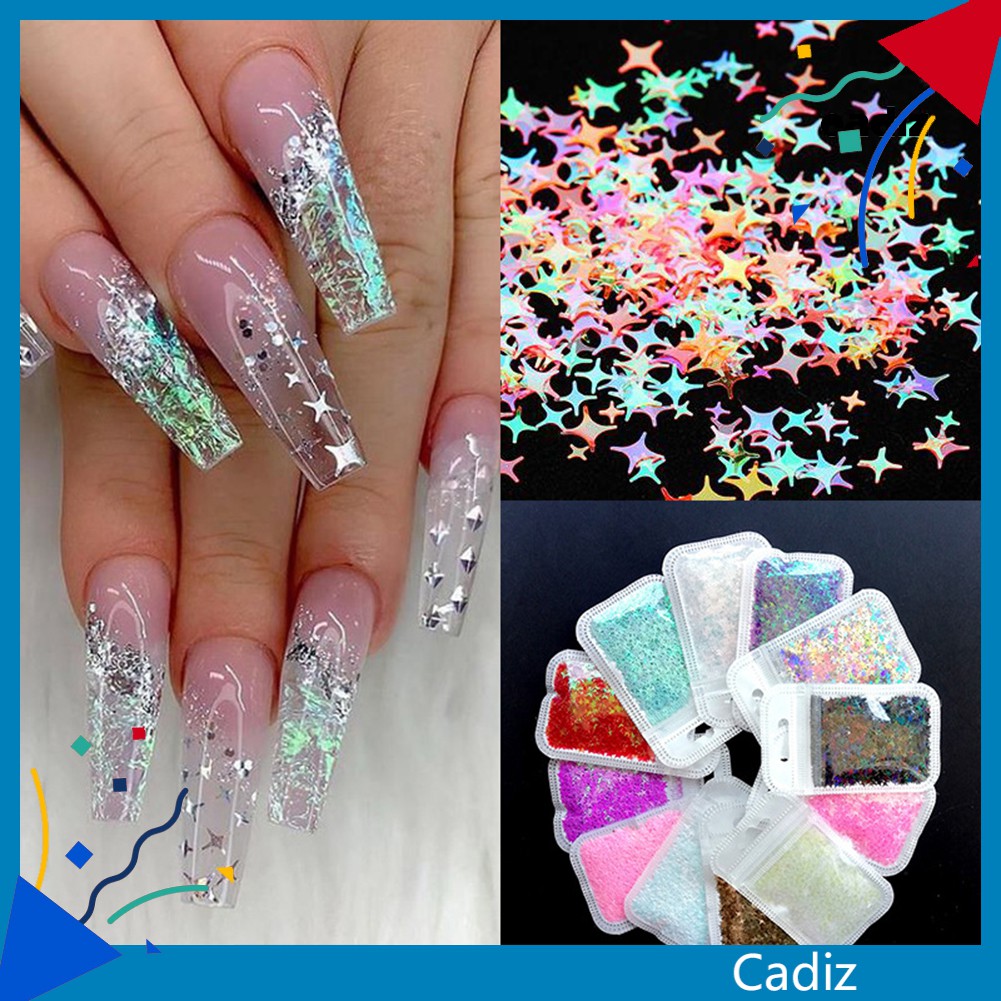 Hộp kim tuyến 3D ngôi sao chéo trang trí móng