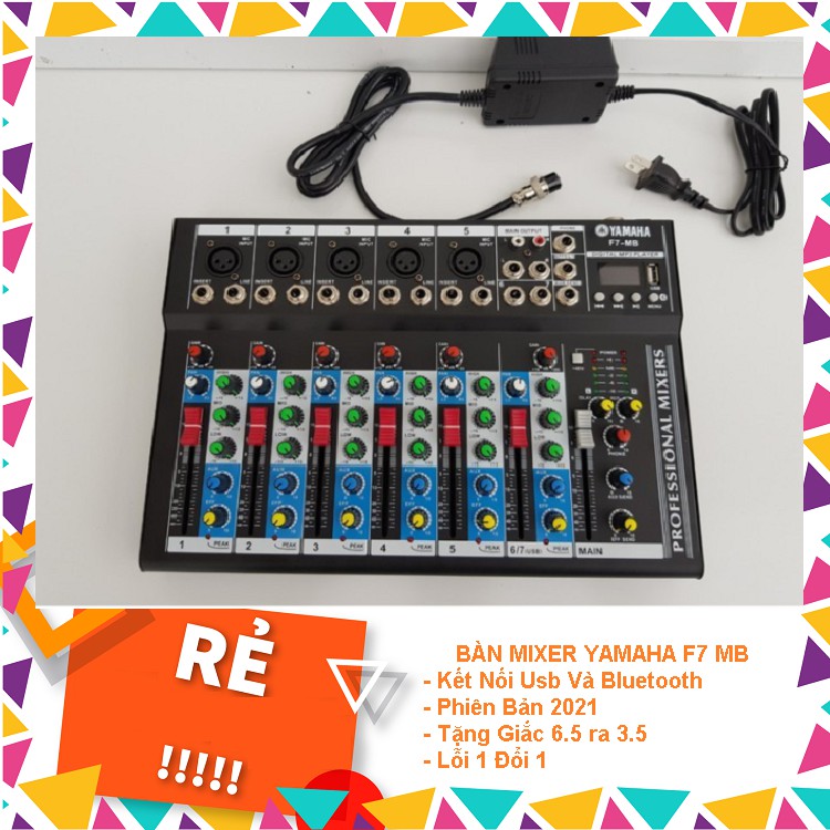BÀN MIXER YAMAHA F7 MB BLUETOOTH - Phiên Bản 2021 - Lỗi 1 Đổi 1 - Tặng Giắc 6.5 ra 3.5