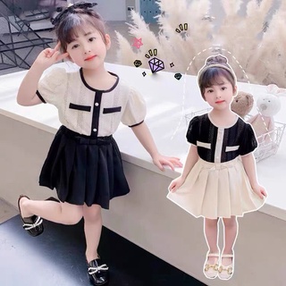 Set váy bé gái tiểu thư cúc ngọc