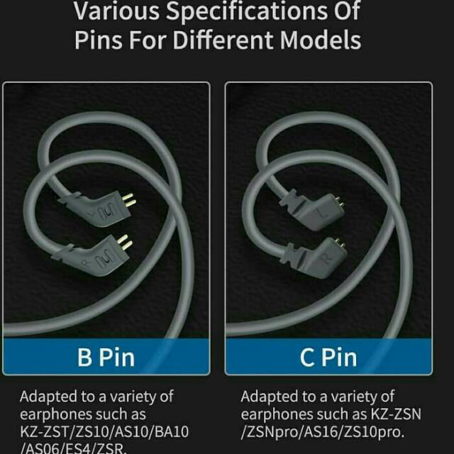 Dây Cáp Tai Nghe Bluetooth Kz Aptx Cho As10 Zs10 Zsr Zst Ed12 Es3 - Type B