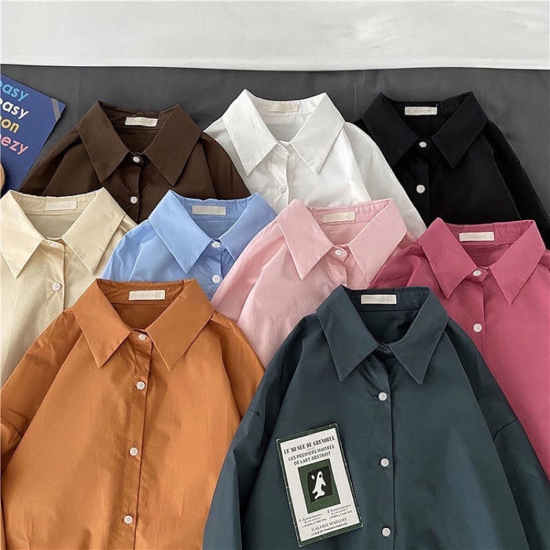 Áo sơ mi trắng basic trơn nhiều màu