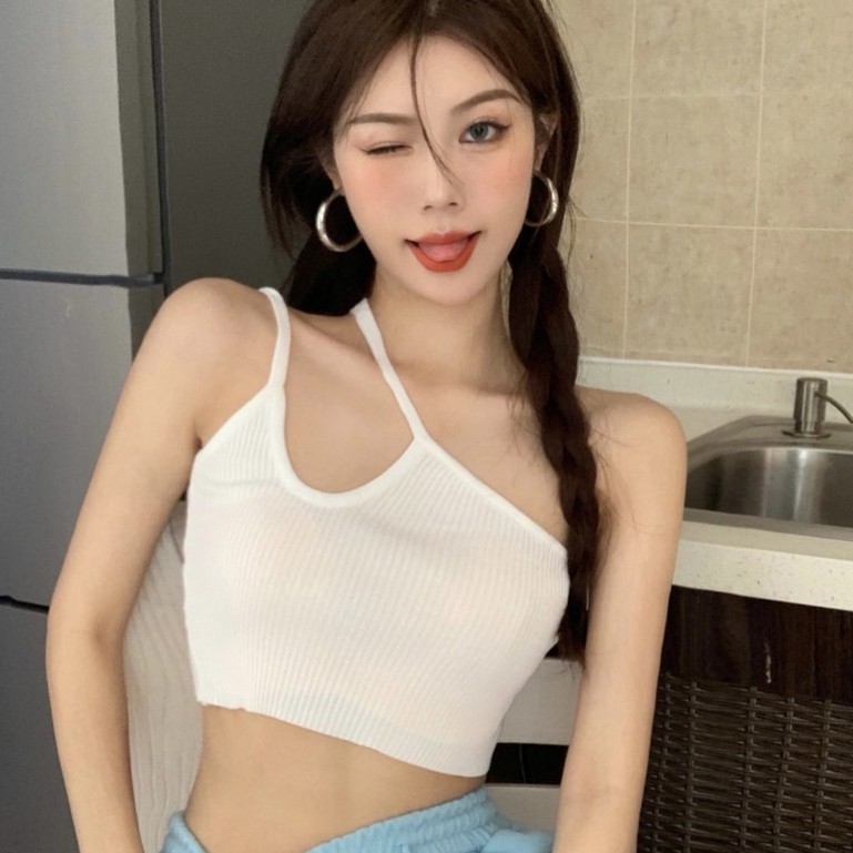 Áo Dệt Kim Hai Dây Dáng Ngắn Thời Trang Quyến Rũ Cho Nữ