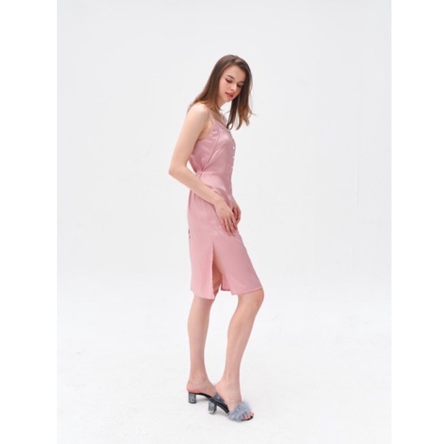 Váy Ngủ 2 Dây Lụa Cao Cấp LILAS BLANC Pearl Dress Kiểu Dáng Hai Dây Phối Khuy Trai Sang Trọng, Quyến Rũ
