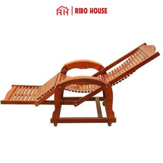 Mua Ghế thư giãn RIBO HOUSE gỗ LIM đa năng vừa dùng để tựa lưng đọc sách và ngả lưng ngủ có bánh xe dễ dàng di chuyển RIB187