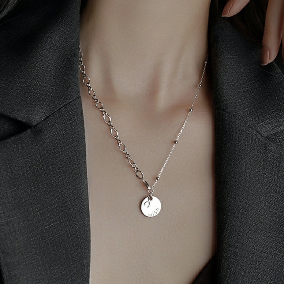 Dây chuyền bạc ý 925 mặt tròn vòng cổ nam nữ