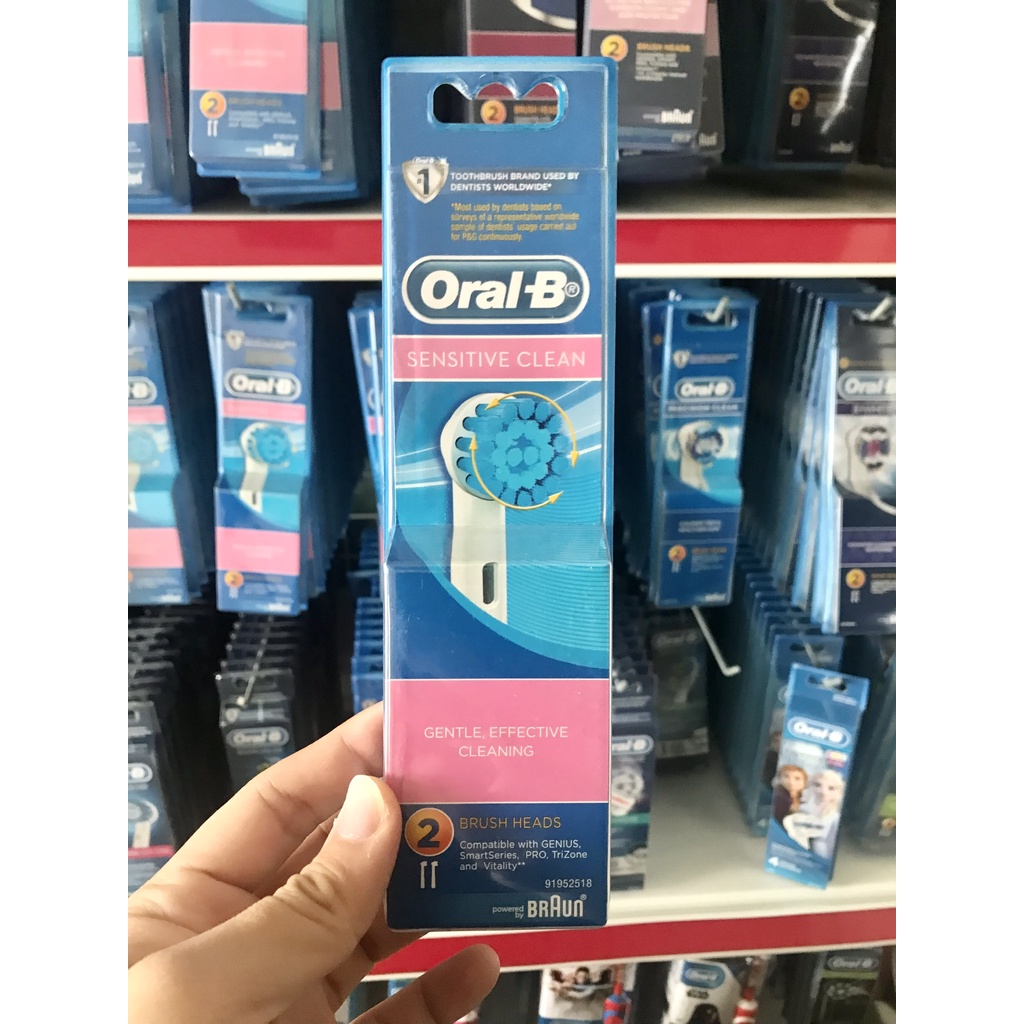 Đầu Bàn Chải Điện Oral-B Braun - Đầu Thay Thế Oral B Sensitive Clean - Lông chải siêu mềm cho răng nhạy cảm