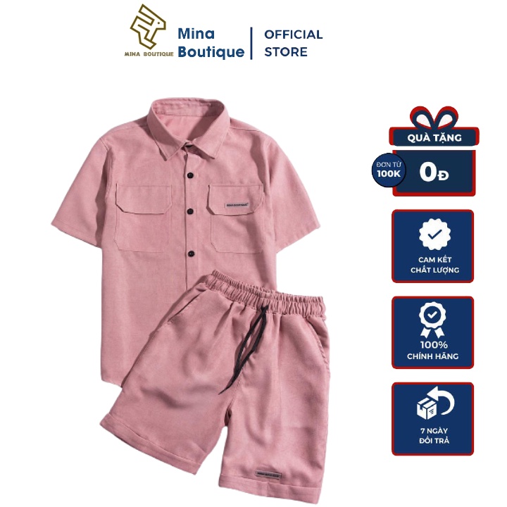 Set Đồ Bộ Nam Chất Mềm Mát Dáng Cực Chất Dễ Mix Đồ Đủ Size Màu Hồng