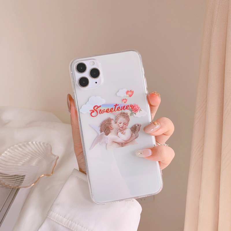 Ốp lưng iPhone 2 thiên thần nhỏ chất siêu mỏng cho iphone 6 6s 7 plus x 8 xr xsmax 12 promax 11 t68