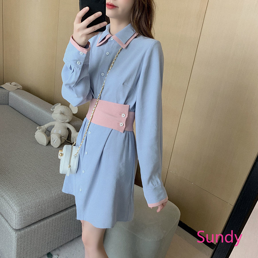 Đầm tay dài phối màu thời trang trẻ trung cho nữ | BigBuy360 - bigbuy360.vn