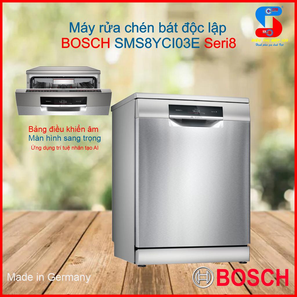 Máy rửa bát Bosch SMS8YCI03E seri8 14 bộ là dòng máy ca cấp nhất hiện nay được tích hợp nhiều công nghệ hiên đại
