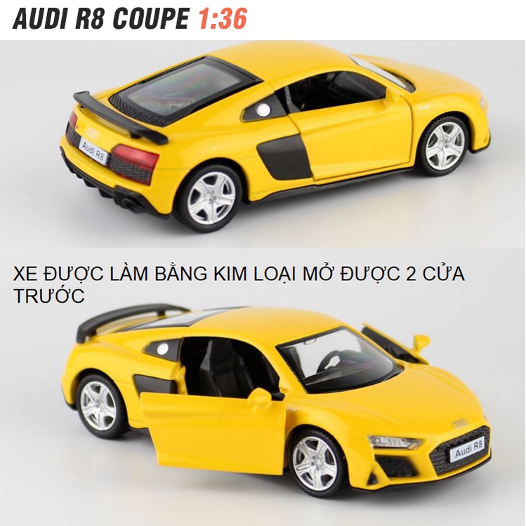 Xe ô tô Audi R8 mô hình tỉ lệ 1:36 bằng kim loại xe đồ chơi trẻ em