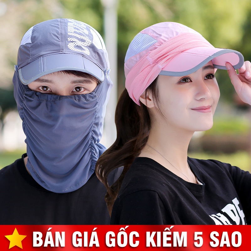 Mũ Nam Nữ Chống Nắng Fullface Gắn Khăn Che Mặt P2161