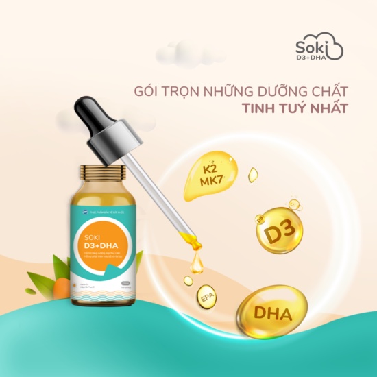Bộ đôi ngủ ngon và bổ sung vitamin D3, DHA cho bé Soki Tium (3 hộp) + Soki D3 DHA (1 hộp)