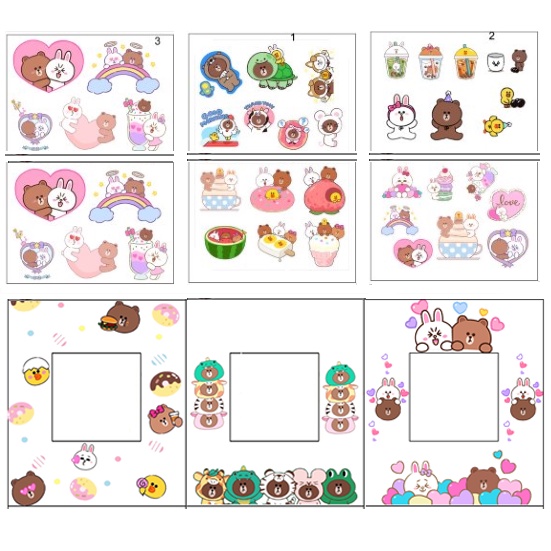 sticker gấu brown thỏ cony vịt sally cắt rời size to SCI4 có bao giấy cute dễ thương bullet journal