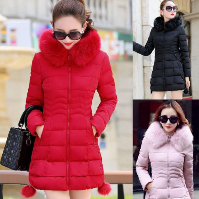 Hàng nhập - Áo khoác phao nữ đính cục bông