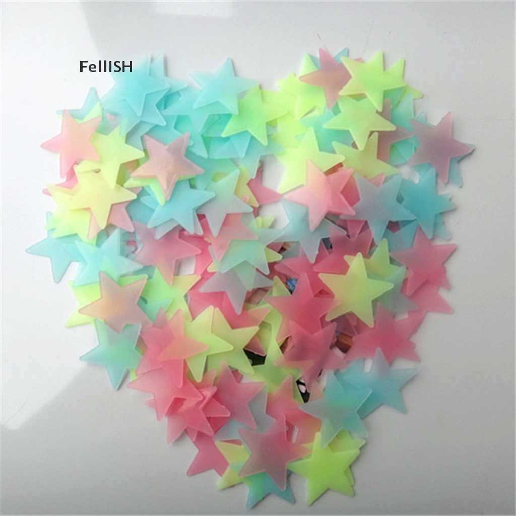 [Felli] 100 Miếng Dán Tường Phát Sáng Trong Đêm Hình Ngôi Sao Trang Trí Phòng Ngủ Phòng Trẻ Em 439br