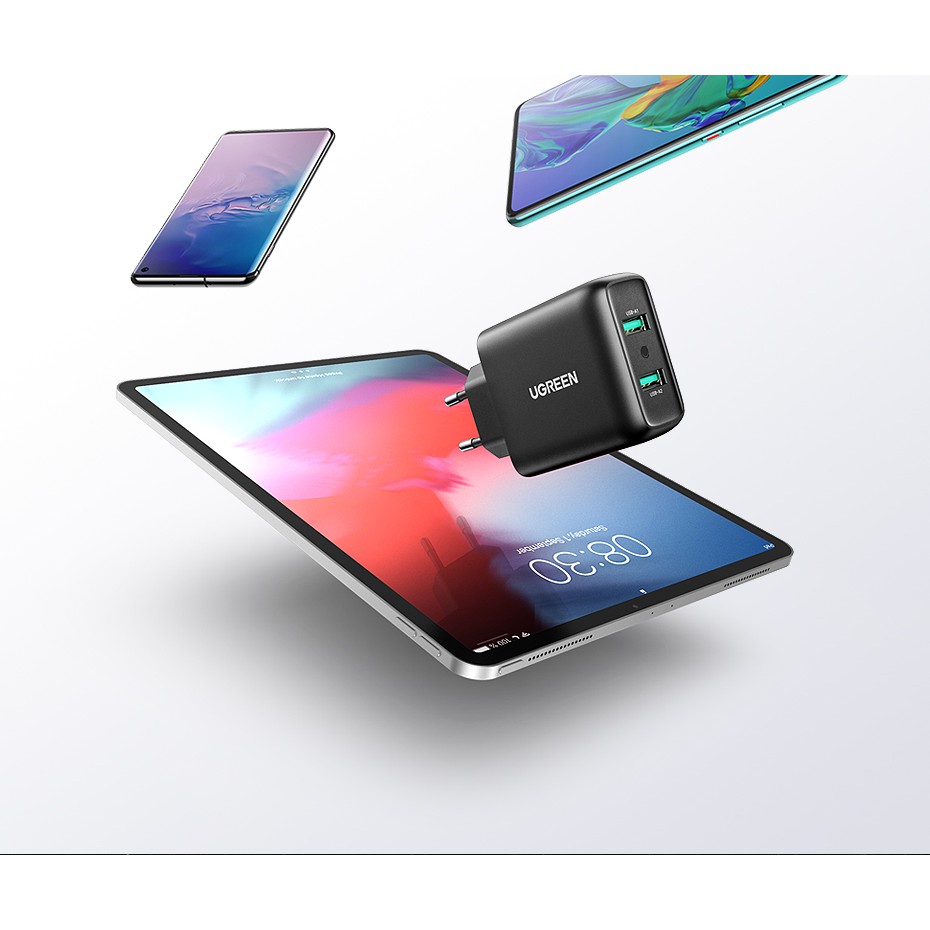 Cốc sạc nhanh UGREEN cắm tường 2 cổng USB QC 3.0 tiện lợi