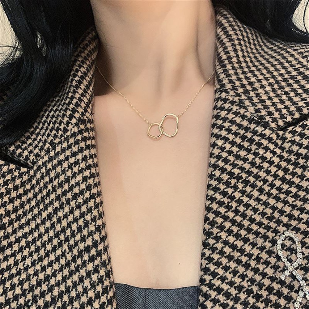 Dây Chuyền Mặt Hai Vòng Tròn Phong Cách Hàn Quốc Dành Cho Bạn Nữ