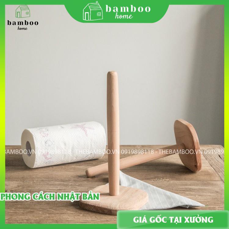 Giá đỡ cuộn giấy THE BAMBOO giá đỡ tròn bằng gỗ