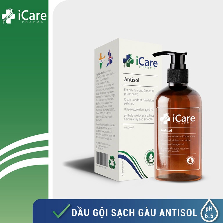 Dầu Gội Sạch Gàu Antisol | Thương Hiệu iCare Pharma | Làm Sạch Gàu Ngứa Da Đầu Không Gây Khô Tóc | Chiết Xuất Dược Liệu | BigBuy360 - bigbuy360.vn