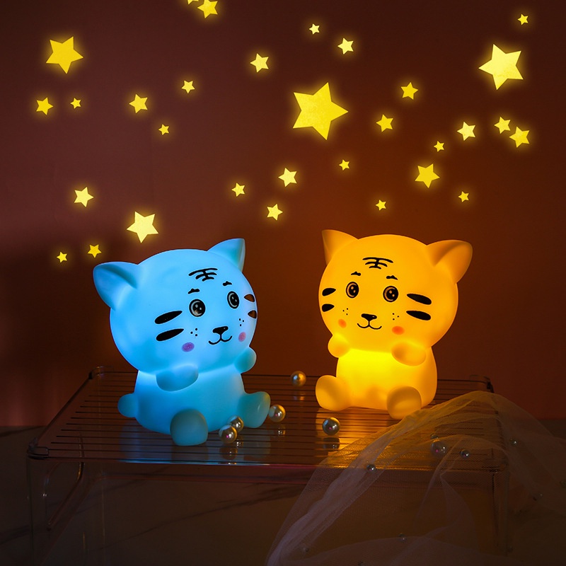 Đèn Ngủ Bóng LED 3D Hình Hổ Hoạt Hình Sáng Tạo Trang Trí Phòng Ngủ/Phòng Bé Có Nút Nguồn Pin